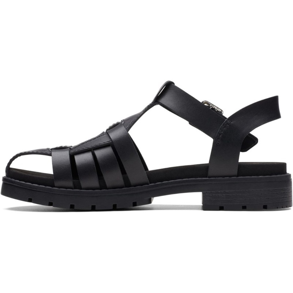 NEW Clarks 8M/39 ORINOCO BAND Classic Fisherman Black Leather Sandals